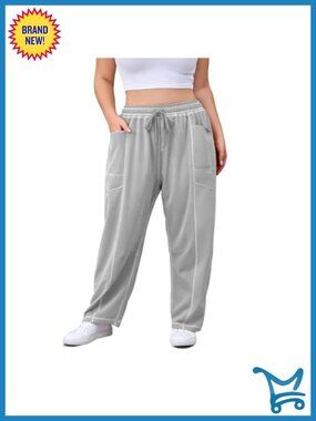 Plus Size Baggy Barrel Sweatpants Wide Leg Pull On Lounge Pants